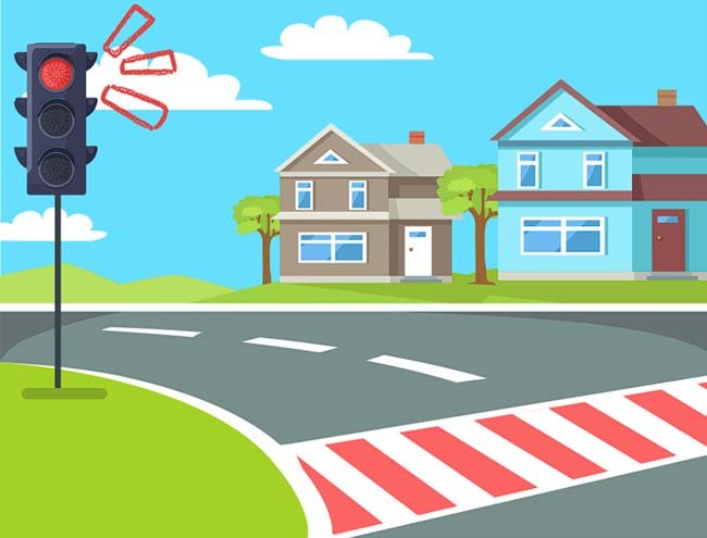 Meaning of Flashing Red Lights on Traffic Signals